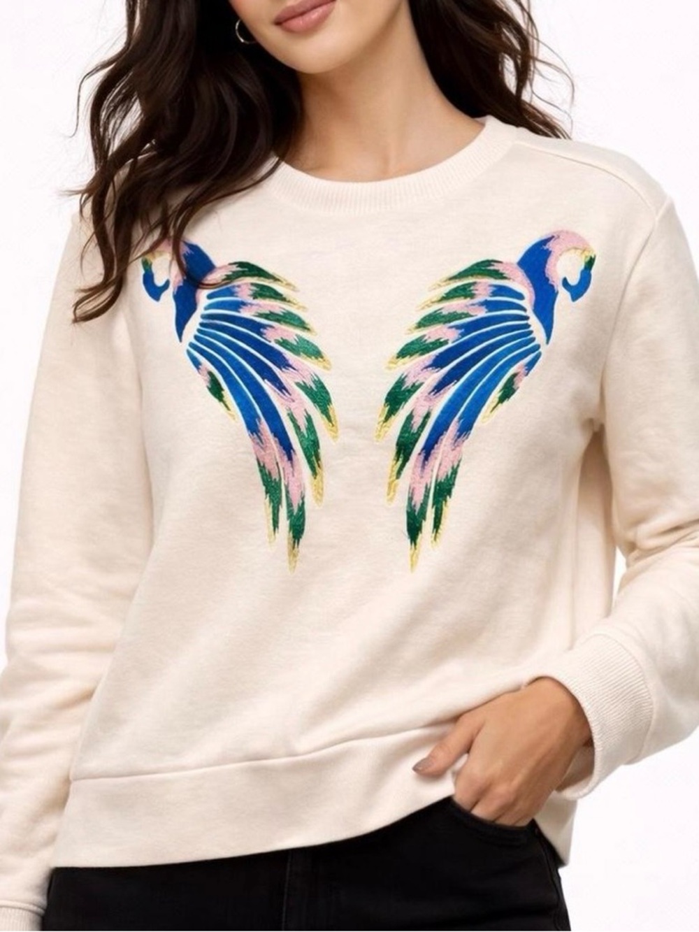 Maje Cream Pullover Sweatshirt